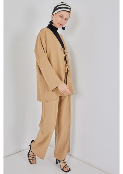Kadın Keten Kimono Ikili Takım 6727 - Bisküvi fırsatları