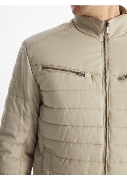 Yeni Sezon Slim Fit Dik Yaka Erkek Deri Görünümlü Mont modelleri