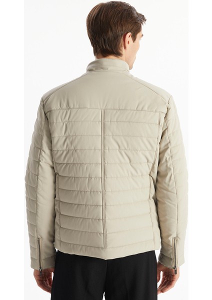 Yeni Sezon Slim Fit Dik Yaka Erkek Deri Görünümlü Mont indirimleri