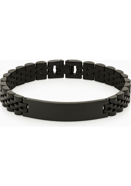 Isme Özel Yazılı Siyah Renk Çelik Erkek Bileklik