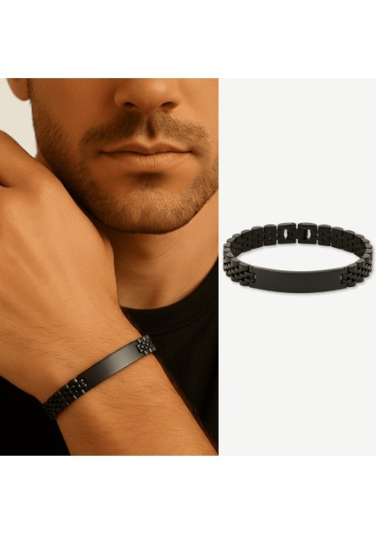 Isme Özel Yazılı Siyah Renk Çelik Erkek Bileklik fırsatları