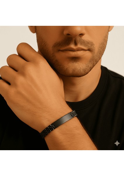 Isme Özel Yazılı Siyah Renk Çelik Erkek Bileklik indirimleri