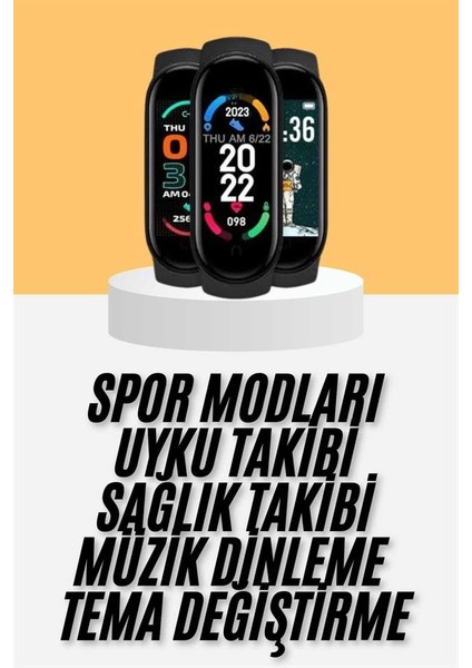 M6 Akıllı Bileklik Siyah Adımsayar Spor Takibi Android ve Ios Uyumlu - ?39?94E2-3G1439 fiyatları