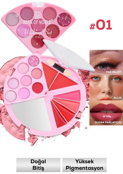 3'lü Katlanabilir Far, Allık ve Ruj Paleti