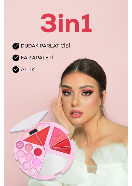 3'lü Katlanabilir Far, Allık ve Ruj Paleti fiyatları