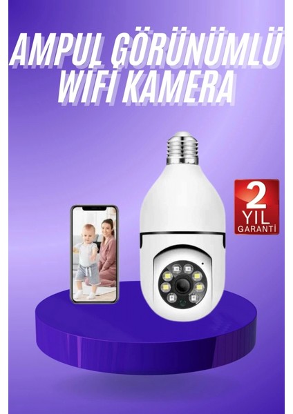 Güvenlik Kamerası Wi-Fi Özellikli 360 Derece Full Hd 1080P Ampül Kamera