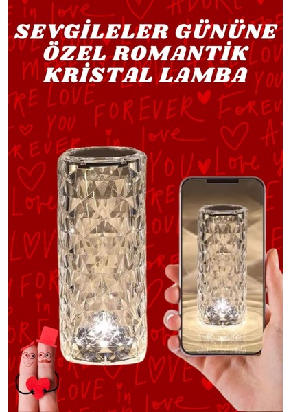 Sevgililer Günü Için Hediye Kristal Lamba Sevgiliye Hediye USB Şarjlı Gece Lam - ?99?10E0-9G7