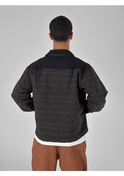 Koyu Kahve Etnik Desenli Tasarım Erkek Ceket COC1072 fırsatları