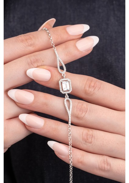 925 Ayar Gümüş Rodyumlu Zirkon Taşlı Pırlanta Baget Bileklik modelleri