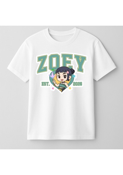 Kpop Demon Hunters Huntrix Zoey Kısa Kollu Baskılı Kız Çocuk Tişört (4-13 Yaş)