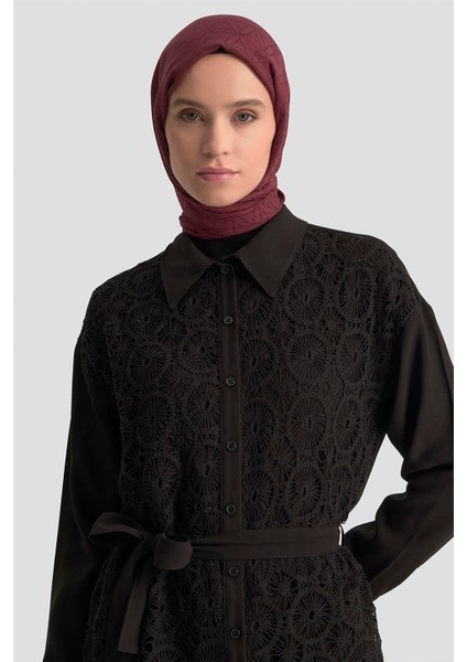 Dantelli Tunik 25KM1027 Siyah