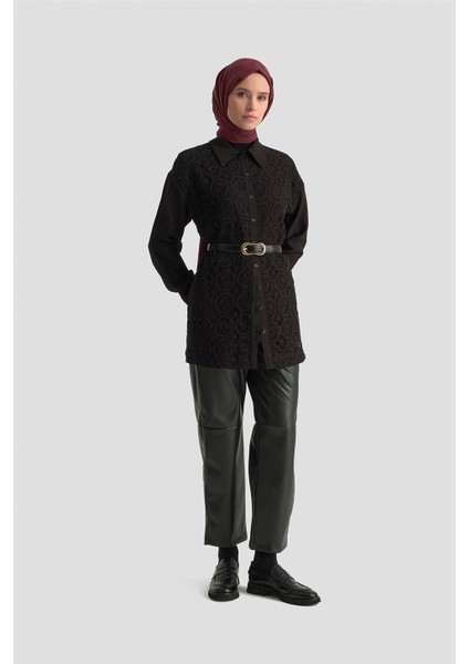 Dantelli Tunik 25KM1027 Siyah fırsatları
