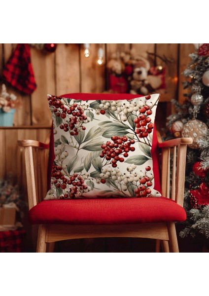 Yılbaşı Kokina Çiçeği Nakış Desenli, Dijital Baskılı, Çift Taraflı Kırlent Kılıfı. 2'li Set Kırlent Kılıfı modelleri