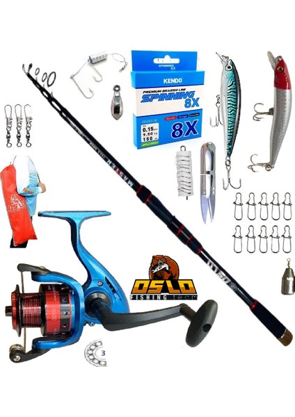 3000 270CM 14-42GR Oslo Master Tele Rapala Maket Balık Spin Olta Takımı Seti