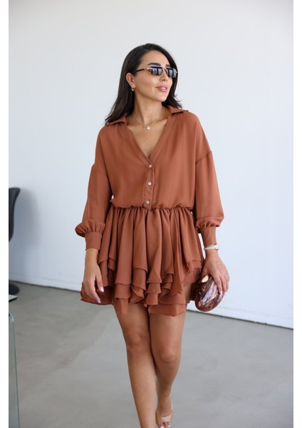 Gömlek Yaka Premium Şifon Elbise