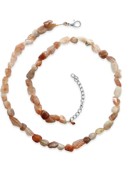 Gümüş Renk Metal Zincirli Amorf Güneş Taşı Doğaltaş Erkek Kolye fiyatları