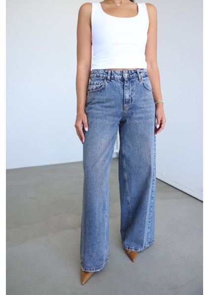 Taşlamalı Wideleg Jean indirimleri