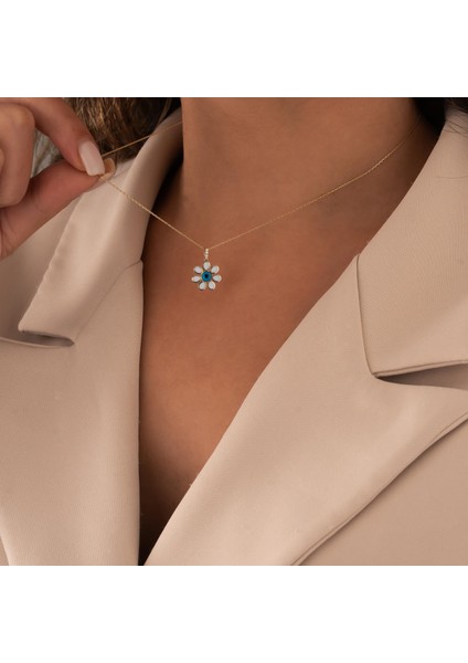 Nazar Boncuklu Papatya 14 Ayar Altın Kolye fiyatları