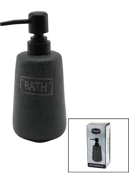 Uzun Antrasit Gri - Mat Desen Seramik Sıvı Sabunluk (5047)