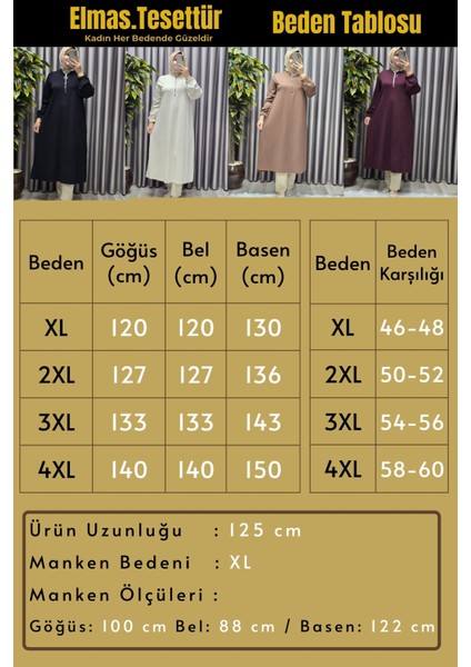 Kadın Tesettür Giyim Büyük Beden Fermuarlı Jumbo Uzun Tunik modelleri