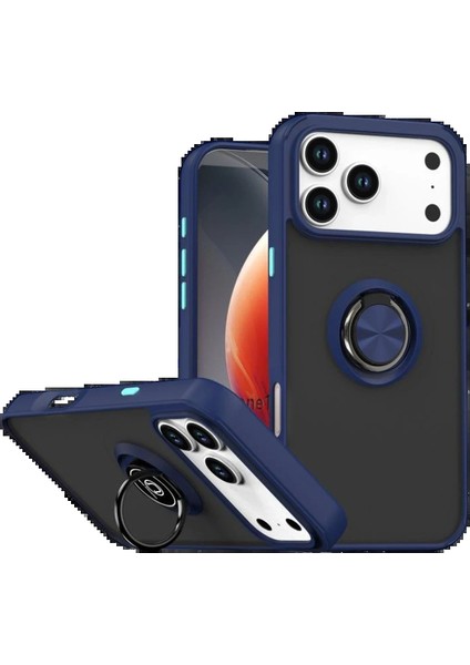 Apple iPhone 17 Pro Max Montreal Yüzüklü Silikon Kapak - LACIVERT-(5796) - MCT7778-8769