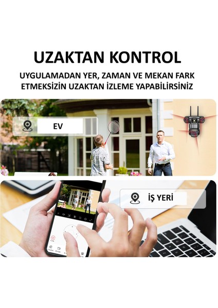 Pro 5904 20MP 4 Kameralı Akıllı WiFi Kamera 16X Zoom İnsan Takibi Çift Yönlü Ses Hieasy Türkçe fiyatları