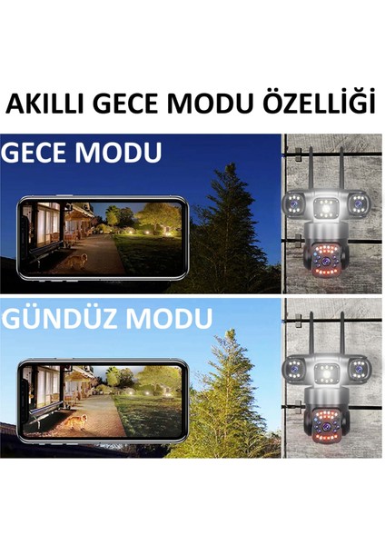 Pro 5904 20MP 4 Kameralı Akıllı WiFi Kamera 16X Zoom İnsan Takibi Çift Yönlü Ses Hieasy Türkçe modelleri