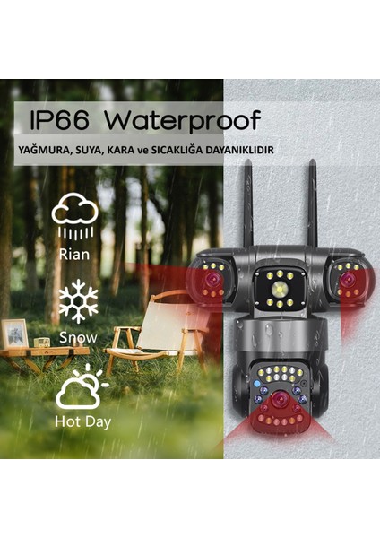 Pro 5904 20MP 4 Kameralı Akıllı WiFi Kamera 16X Zoom İnsan Takibi Çift Yönlü Ses Hieasy Türkçe fırsatları