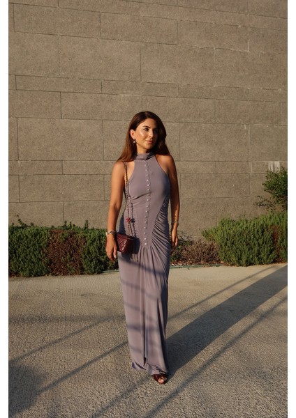 Düğme ve Drapeli Maxi Elbise indirimleri