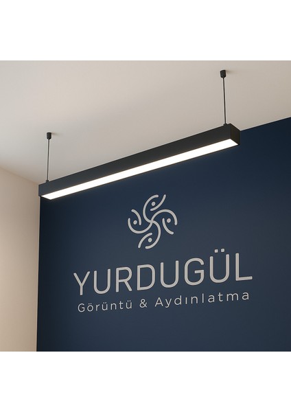 100 cm Siyah Kasa 6500K Beyaz Işık Ofis. Mağaza.avm. Galeri.led Armatür