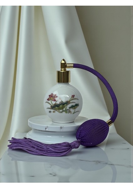 Parfüm Şişesi - Vintage Top Püskürtücülü Porselen Boş Parfüm Şişesi (Doldurulabilir)
