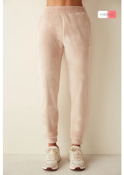 Bej Kapüşonlu Yumuşak Dokulu Kadife Eşofman Takımı fırsatları