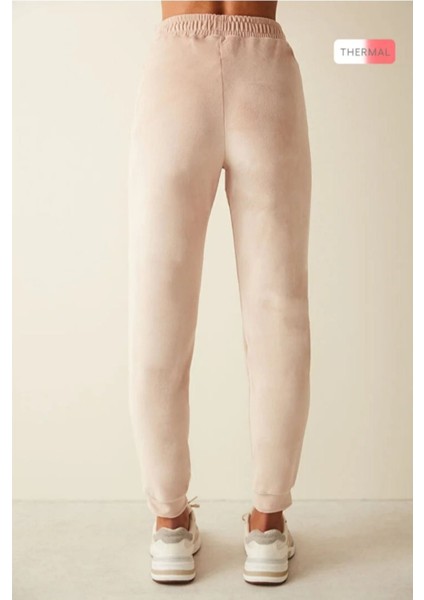 Bej Kapüşonlu Yumuşak Dokulu Kadife Eşofman Takımı indirimleri