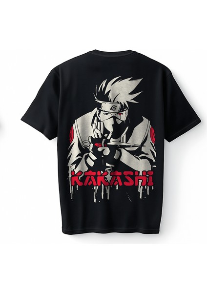 Naruto Kakashi Red Anime Oversize Unisex Tişört T-Shirt