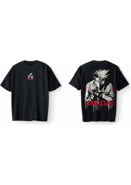 Naruto Kakashi Red Anime Oversize Unisex Tişört T-Shirt modelleri