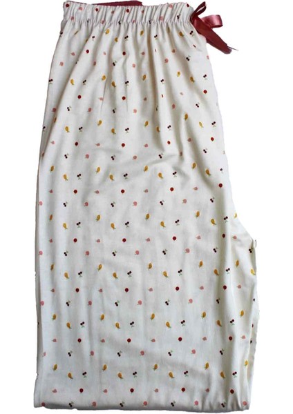 Ev Giyim Simli Pijama Altı Yüksek Bel Modal Kumaş Beyaz Modern Kaliteli Estetik