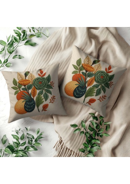 Nakış Desenli, Dijital Baskılı, Çift Taraflı Kırlent Kılıfı. 2'li Set Kırlent Kılıfı fiyatları