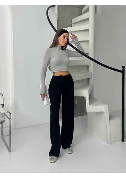 Fitilli Şardonlu Pantolon Siyah fırsatları