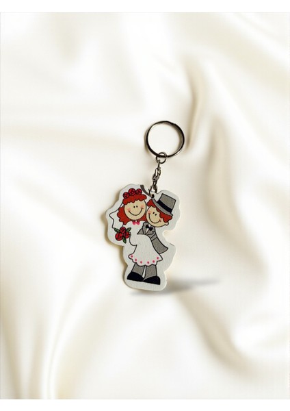 Tahta Anahtarlık Gelin Damat Anahtarlık - 50 Adet