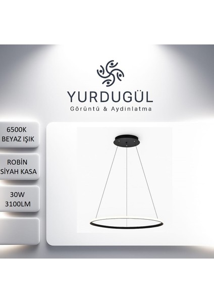 Tekli Siyah Sarkıt Avize Beyaz Ledli