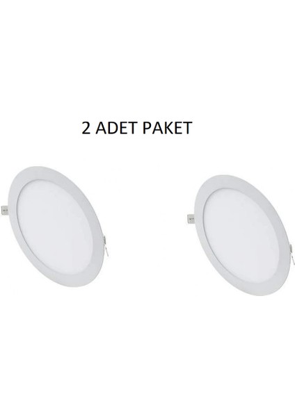 Btsan 15 Watt Beyaz Kasa Beyaz Işık Sıva Altı Yuvarlak LED Panel 2 Adet Paket
