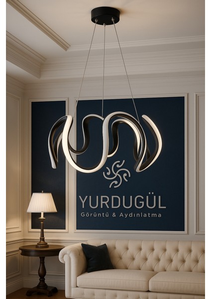 Dekoratif Modern LED Avize 60 cm | 3 Renk Işık | Enerji Tasarruflu | 4 Renk Kasa Seçeneği