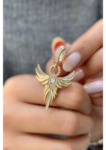 Gold Tektaş ve Zirkon Taş Detay Üçgen Tasarım Küpe