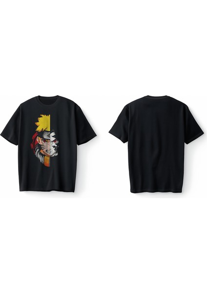 Naruto Kakashi Anime Face Japanese Korea Oversize Unisex Tişört T-Shirt modelleri