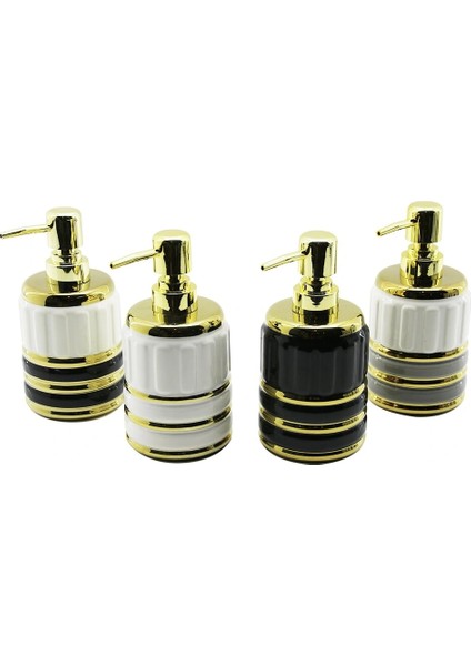 Şişe Gold Kapak - Boğum Seramik Sıvı Sabunluk 7.5X10.5CM (5047)