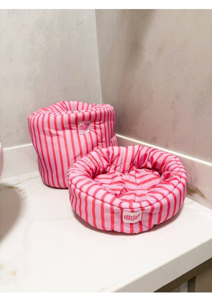 Pembe Çizgili Sıvı Geçirmez Büyük Organizer Sepet Dolap Içi Düzenleyici Makyaj Çanta Kumaş Organizer fiyatları