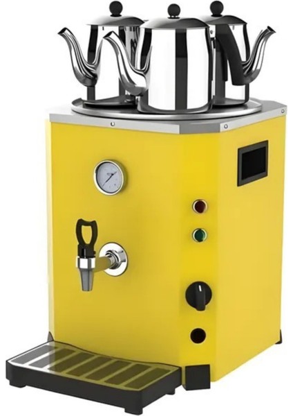 3 Demlikli Elektrikli Jumbo Çay Makinesi Otomatı Semaver Çay Ocağı 36 Litre - 3 Adet Demlik Hediye