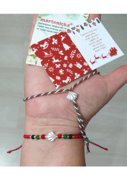 Istiridye Kristal ve Çek Cam Boncuklu Bileklik ve Yılbaşı Marteniçka Bileklik