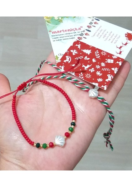 Istiridye Kristal ve Çek Cam Boncuklu Bileklik ve Yılbaşı Marteniçka Bileklik