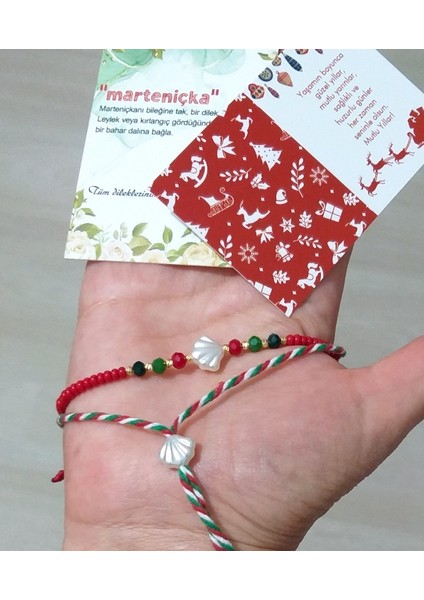 Istiridye Kristal ve Çek Cam Boncuklu Bileklik ve Yılbaşı Marteniçka Bileklik